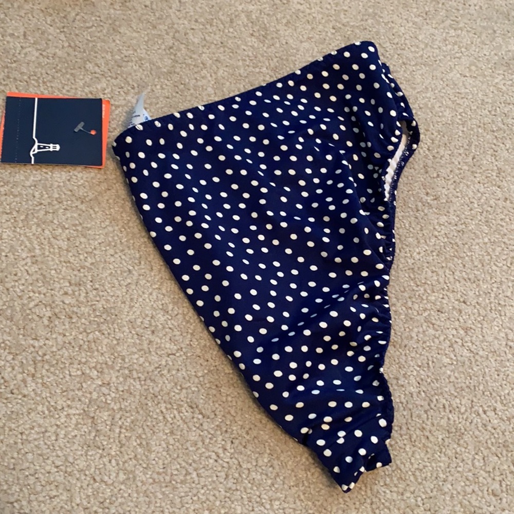 NEW Lands’ End navy blue polka dot bikini bottoms.